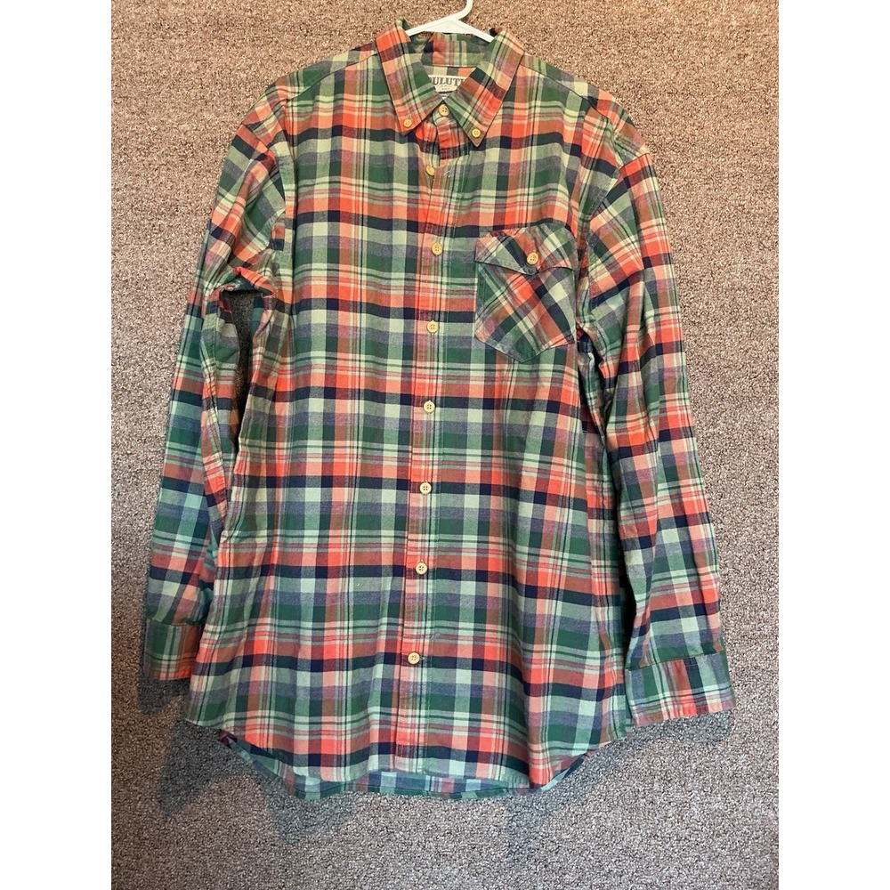 Duluth Trading Co Men's Plaid Flannel‎ Shirt Large Tall Deep Fall Colors Cotton